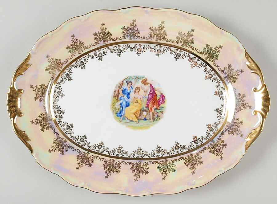 LOD1 14" Oval Serving Platter by Lofida (Czech)-1