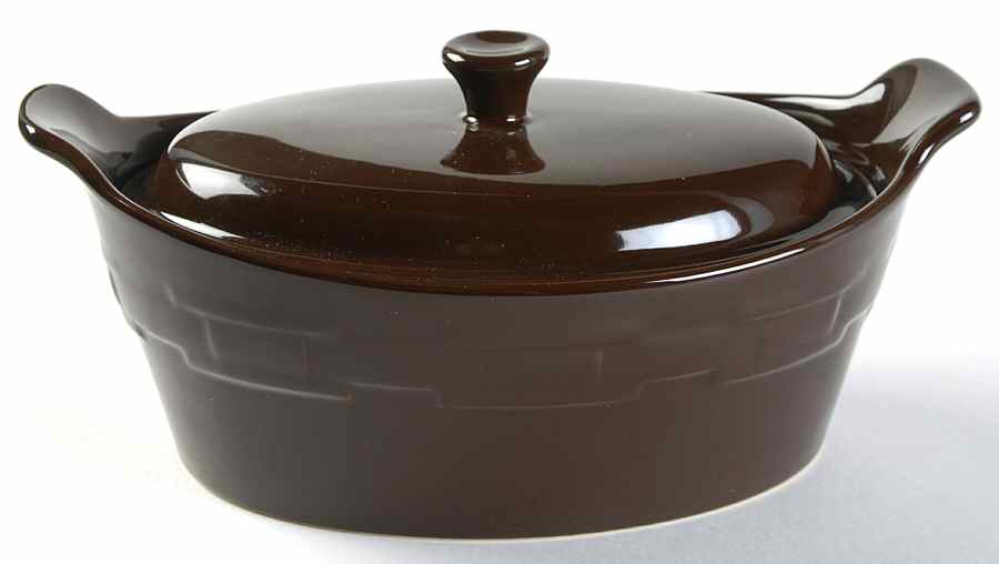 Woven Traditions Chocolate 20 Oz Small Oval Covered Casserole by Longaberger-1