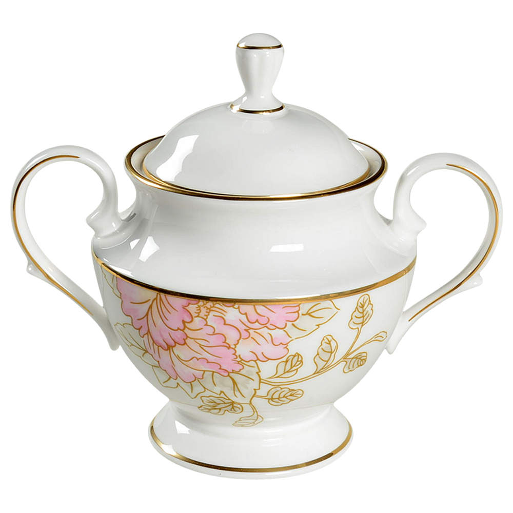 Painted Camellia Sugar Bowl & Lid by Lenox-1