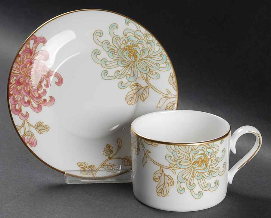 Painted Camellia Flat Cup & Saucer Set by Lenox-1