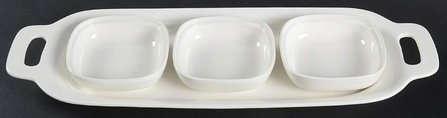 Aspen Ridge Bistro Condiment Set-3 Open Bowls & Tray by Lenox-1