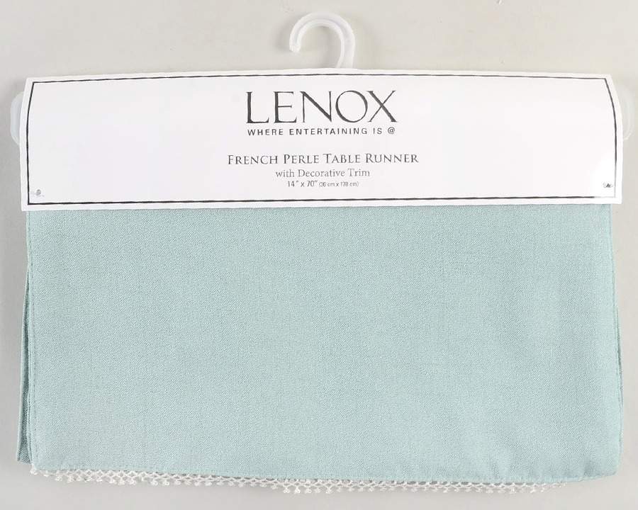 French Perle Ice Blue 14" X 70" Cloth Table Runner by Lenox-1
