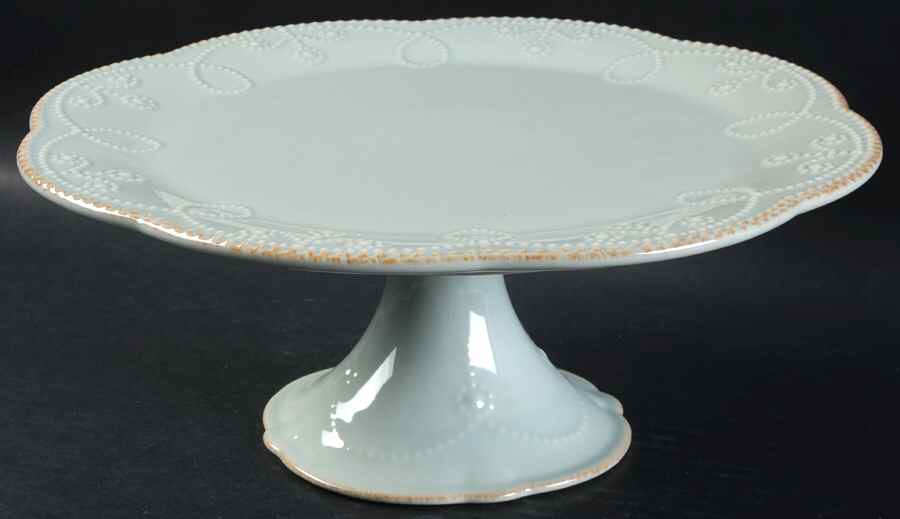 French Perle Ice Blue 10" Diameter Pedestal Cake Stand by Lenox-1