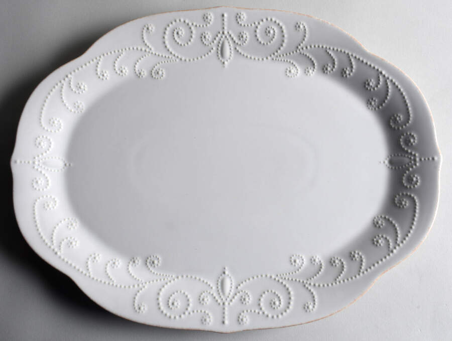 French Perle Cream 16" Oval Serving Platter by Lenox-1