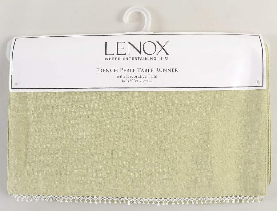 French Perle Pistachio 14" X 90" Cloth Table Runner by Lenox-1