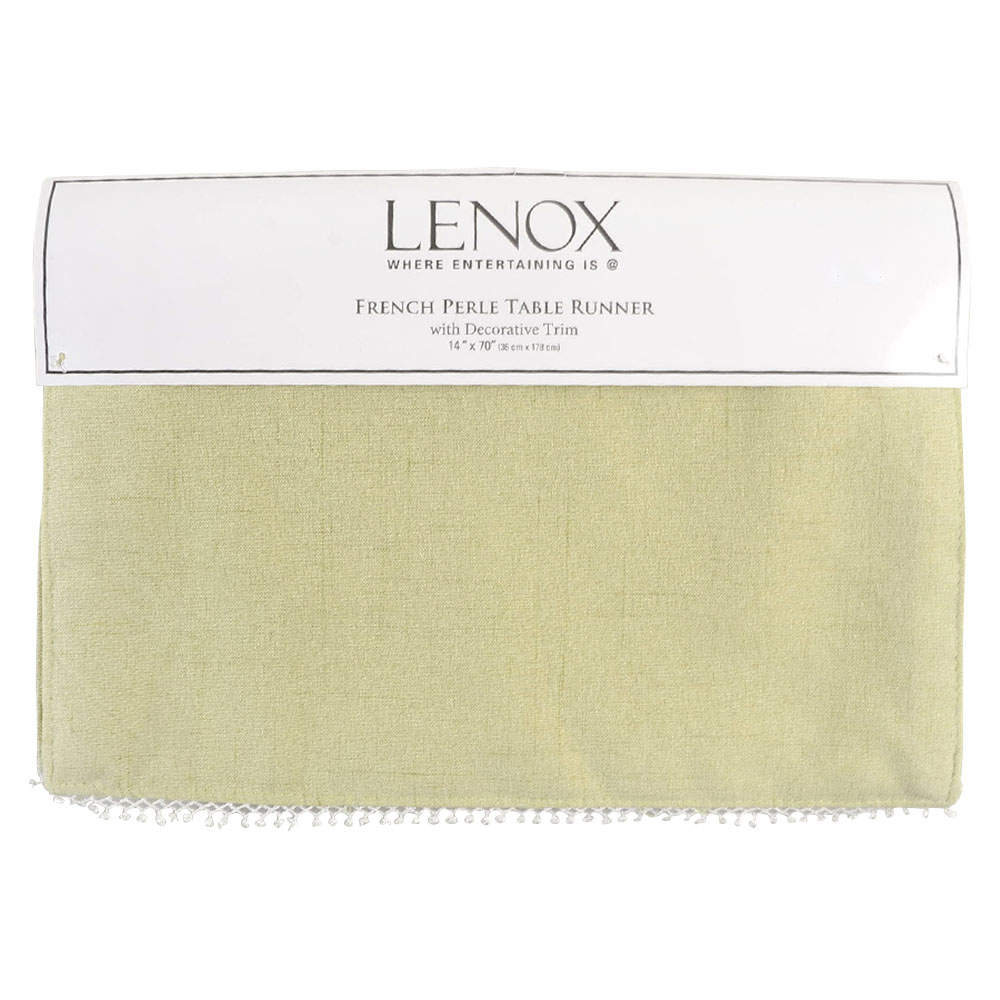 French Perle Pistachio 14" X 70" Cloth Table Runner by Lenox-1