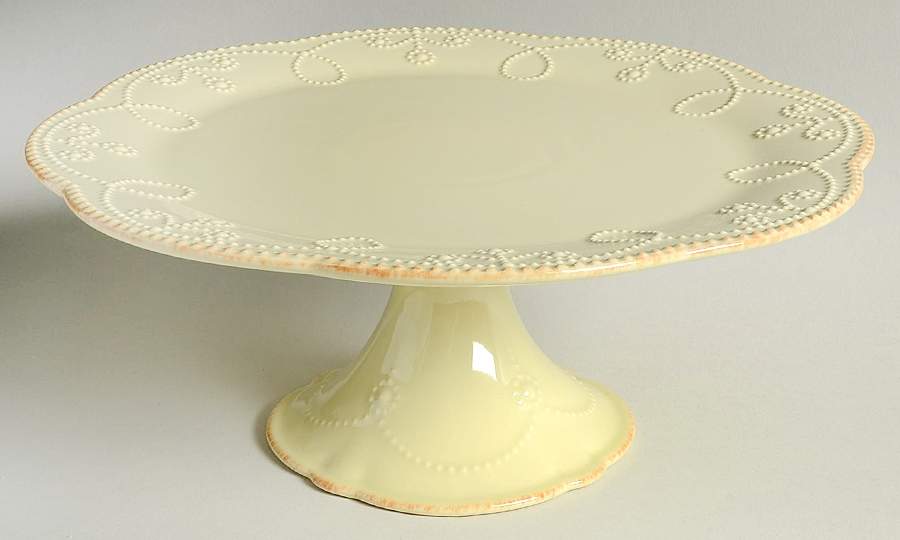French Perle Pistachio 10" Diameter Pedestal Cake Stand by Lenox-1