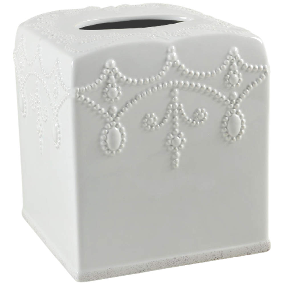 French Perle White Square Tissue Box Cover by Lenox-1
