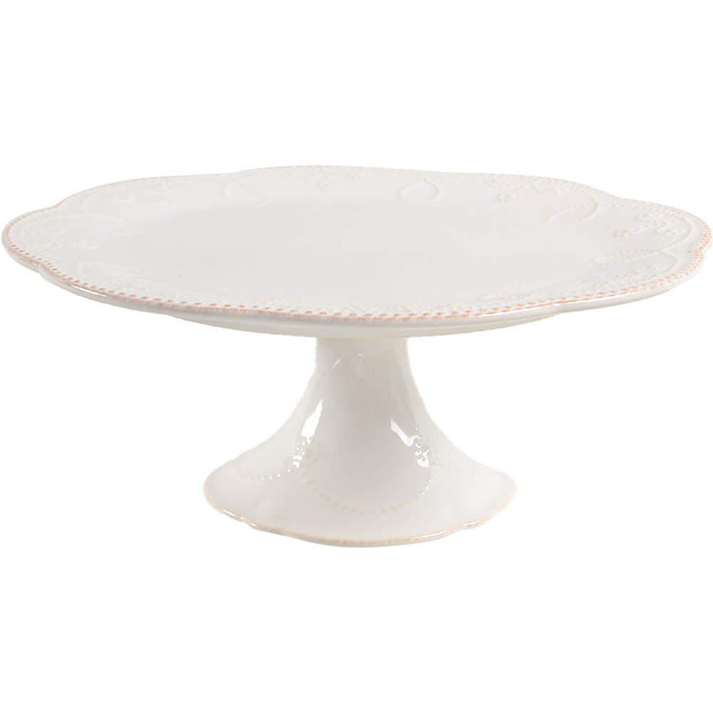 French Perle White 10" Diameter Pedestal Cake Stand by Lenox-1
