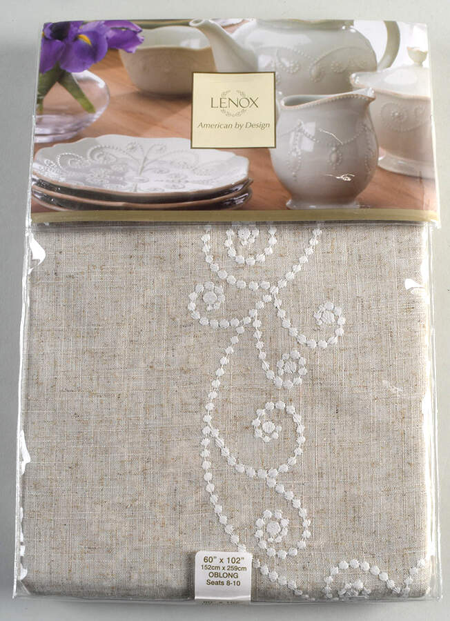French Perle White 60" X 102" Oblong Tablecloth by Lenox-1