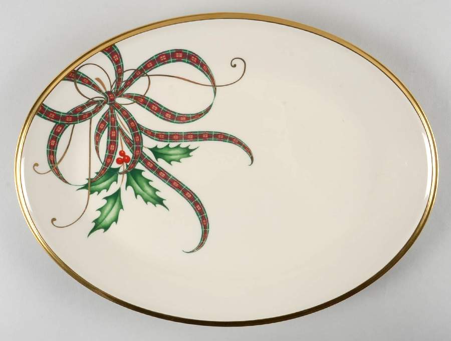 Holiday Nouveau Ribbon 14" Oval Serving Platter by Lenox-1