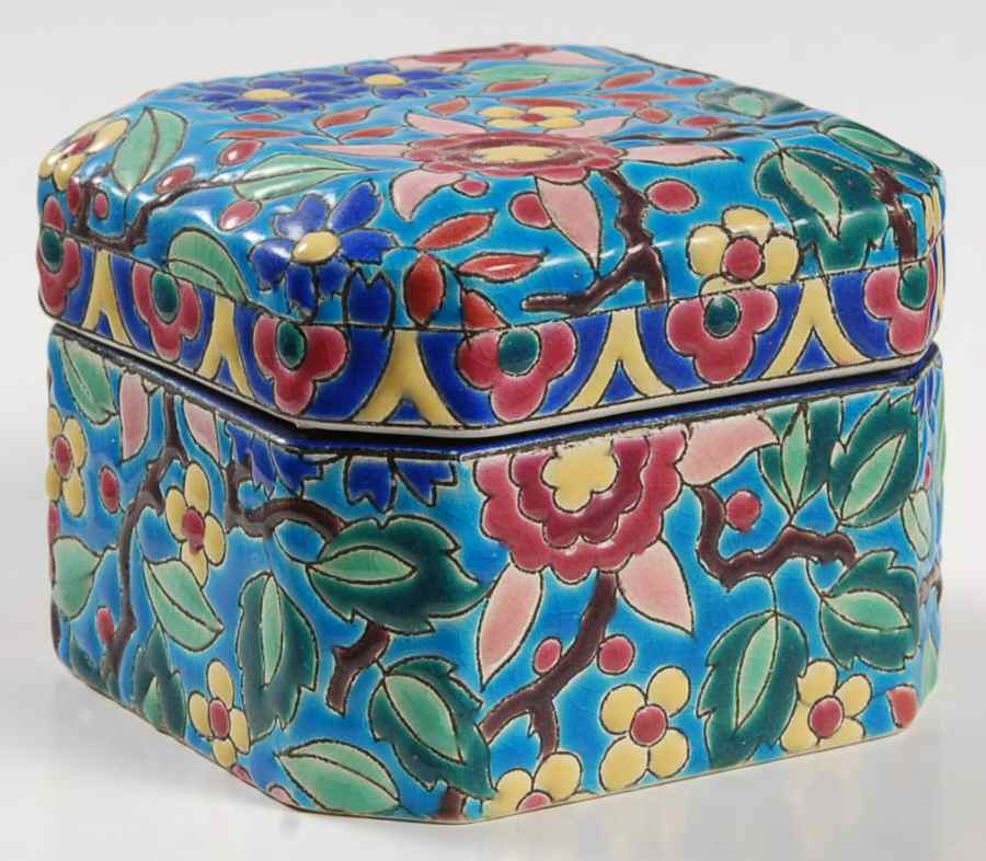 5669 Square Box with Lid by Longwy (France)-1