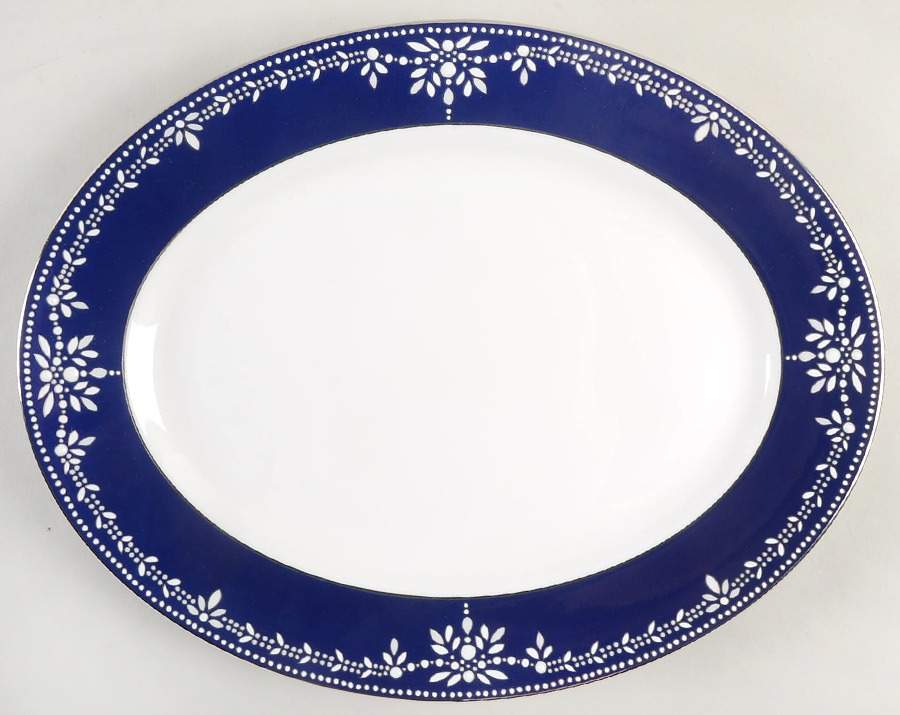 Empire Pearl Indigo 13" Oval Serving Platter by Lenox-1