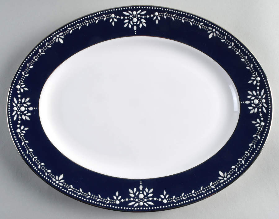 Empire Pearl Indigo 13" Oval Serving Platter by Lenox-1