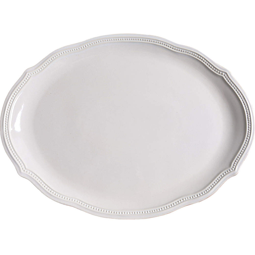 French Perle Bead White 15" Oval Serving Platter by Lenox-1