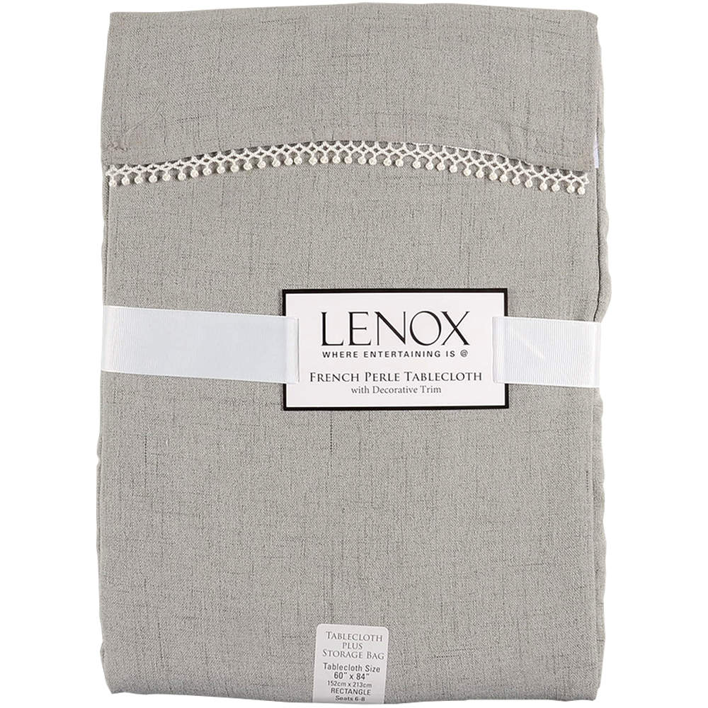 French Perle Grey 60" X 84" Oblong Tablecloth by Lenox-1