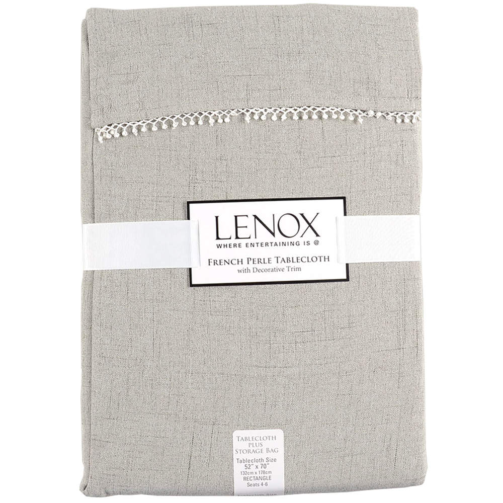 French Perle Grey 52" x 70" Oblong Tablecloth by Lenox-1