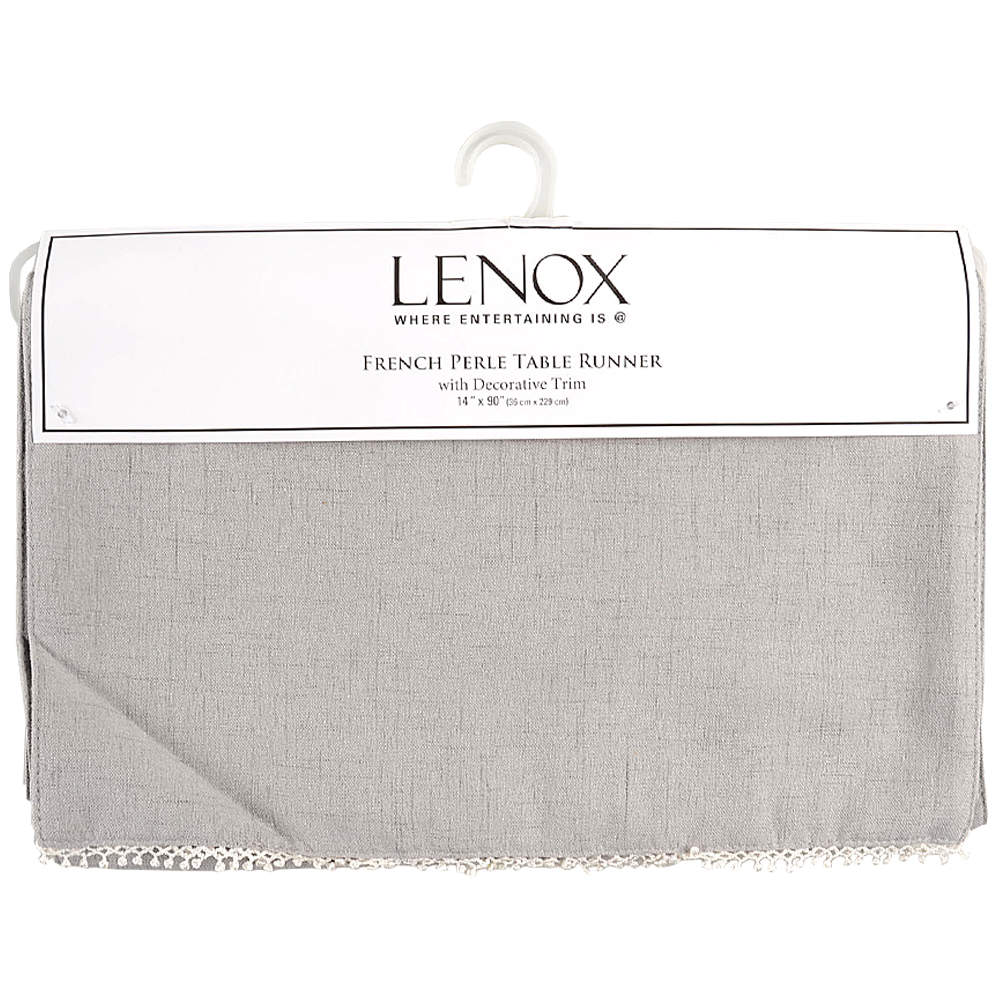 French Perle Grey 14" X 90" Cloth Table Runner by Lenox-1