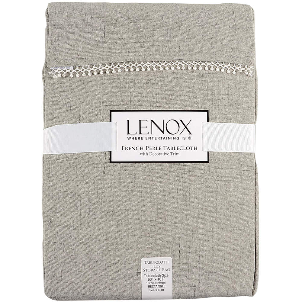 French Perle Grey Rectangular Tablecloth 60" X 102" by Lenox-1