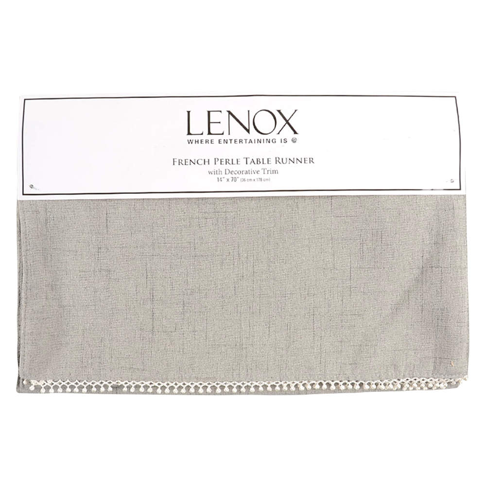 French Perle Grey 14" X 70" Cloth Table Runner by Lenox-1