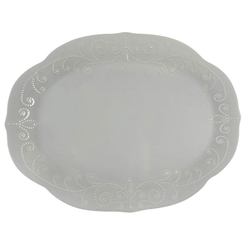 French Perle Grey 16" Oval Serving Platter by Lenox-1