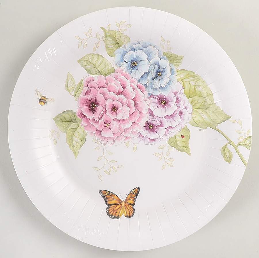 Butterfly Meadow Hydrangea Pack of 8 - Paper Dinner Plate by Lenox-1