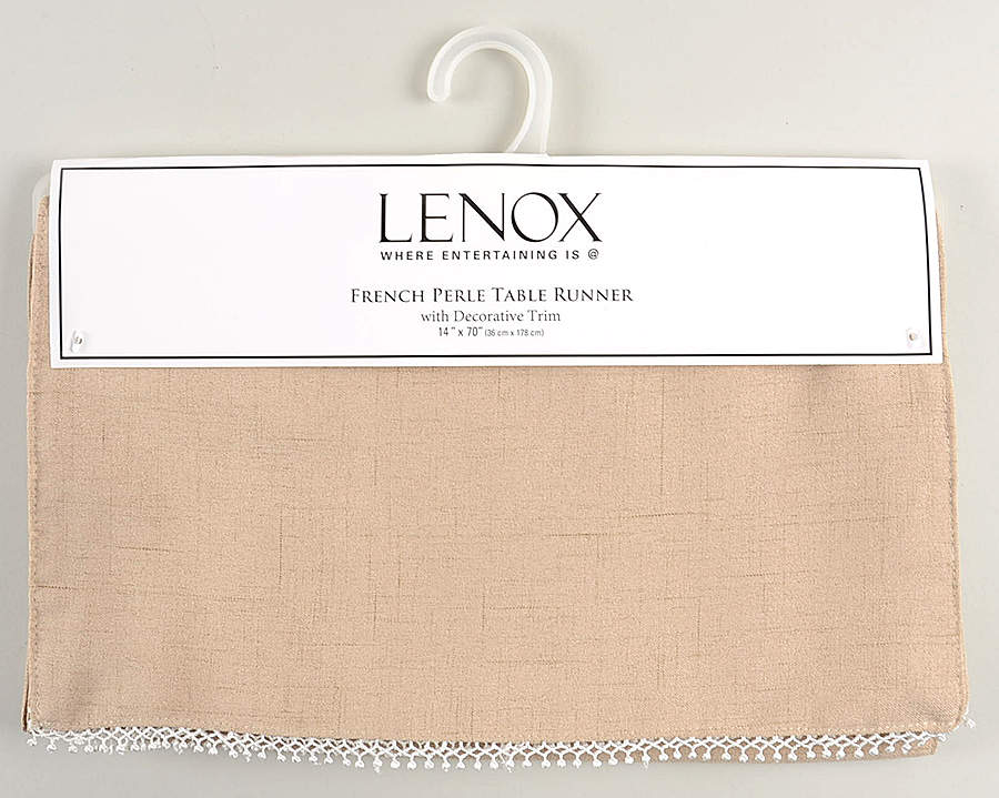 French Perle Latte Tan 14" X 70" Cloth Table Runner by Lenox-1
