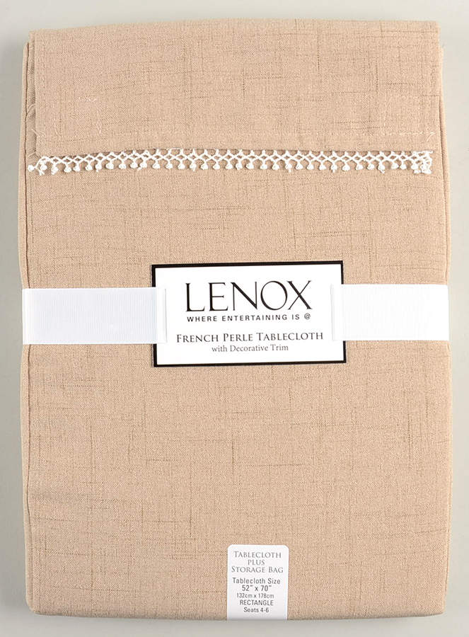 French Perle Latte Tan 52" x 70" Oblong Tablecloth by Lenox-1