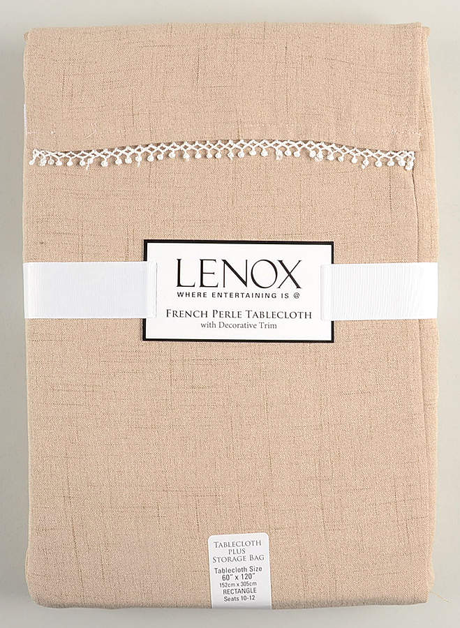 French Perle Latte Tan 60" X 120" Rectangular Tablecloth by Lenox-1