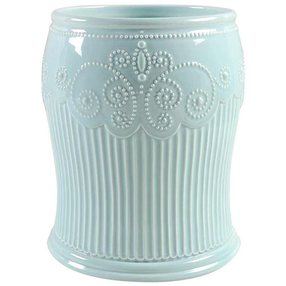 French Perle Groove Ice Blue China Waste Basket by Lenox-1