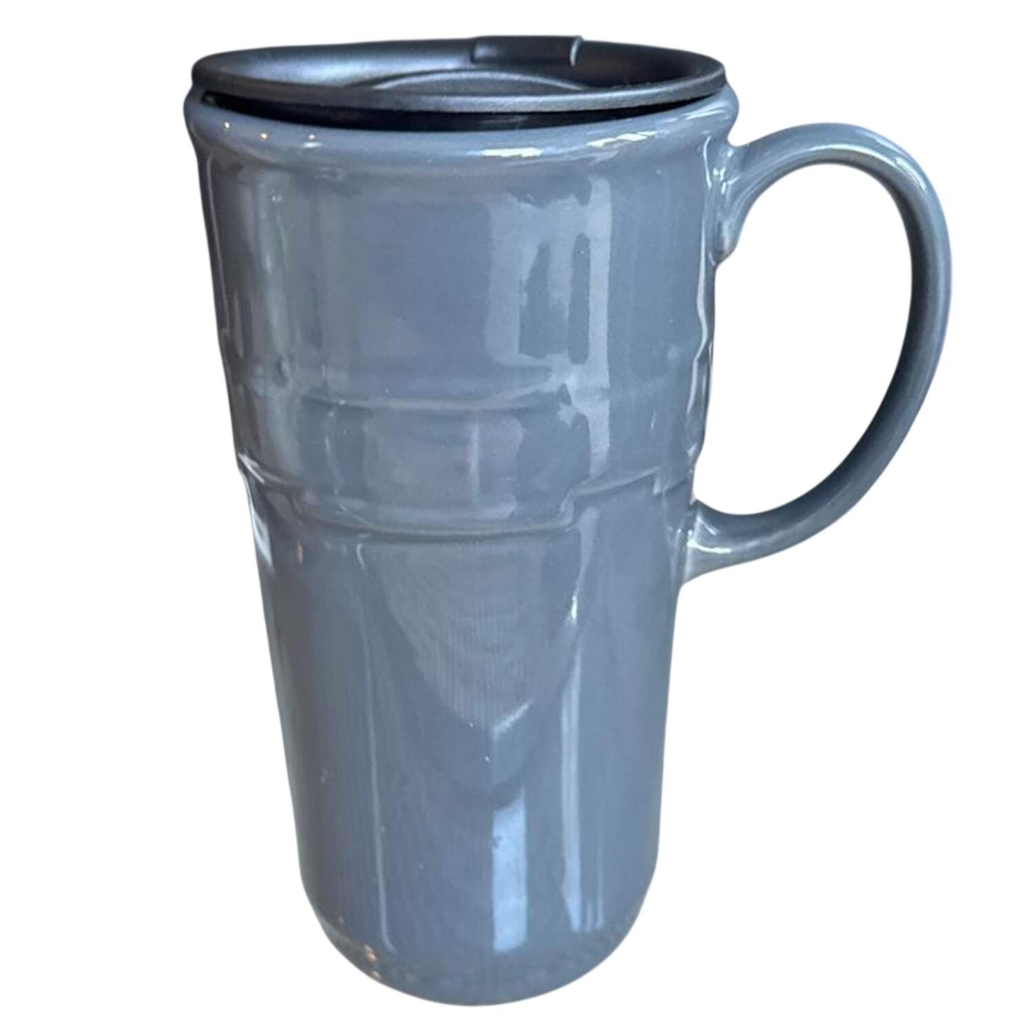 Woven Traditions-Pewter Gray Travel Mug & Plastic Lid by Longaberger-1
