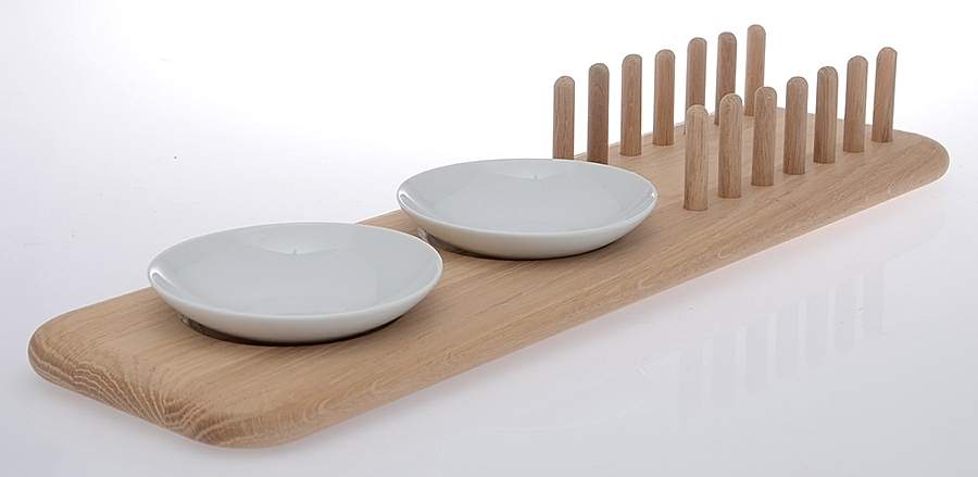 Dine 18" Wood Toast Rack & (2)Condiment Bowls by Lsa International-1