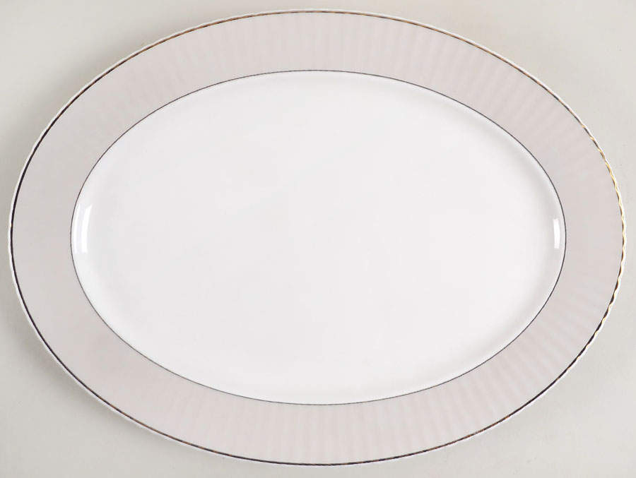 Pleated Colors Grey 16" Oval Serving Platter by Lenox-1