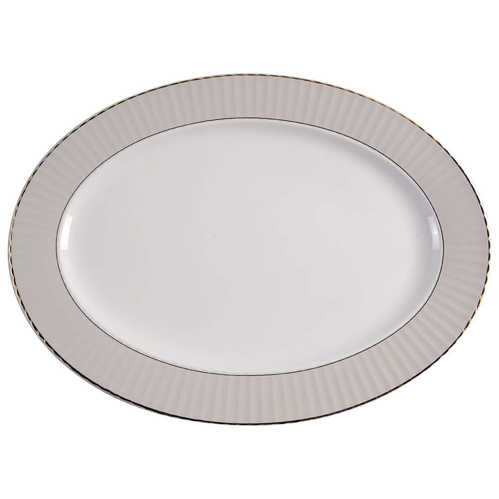 Pleated Colors Grey 16" Oval Serving Platter by Lenox-1