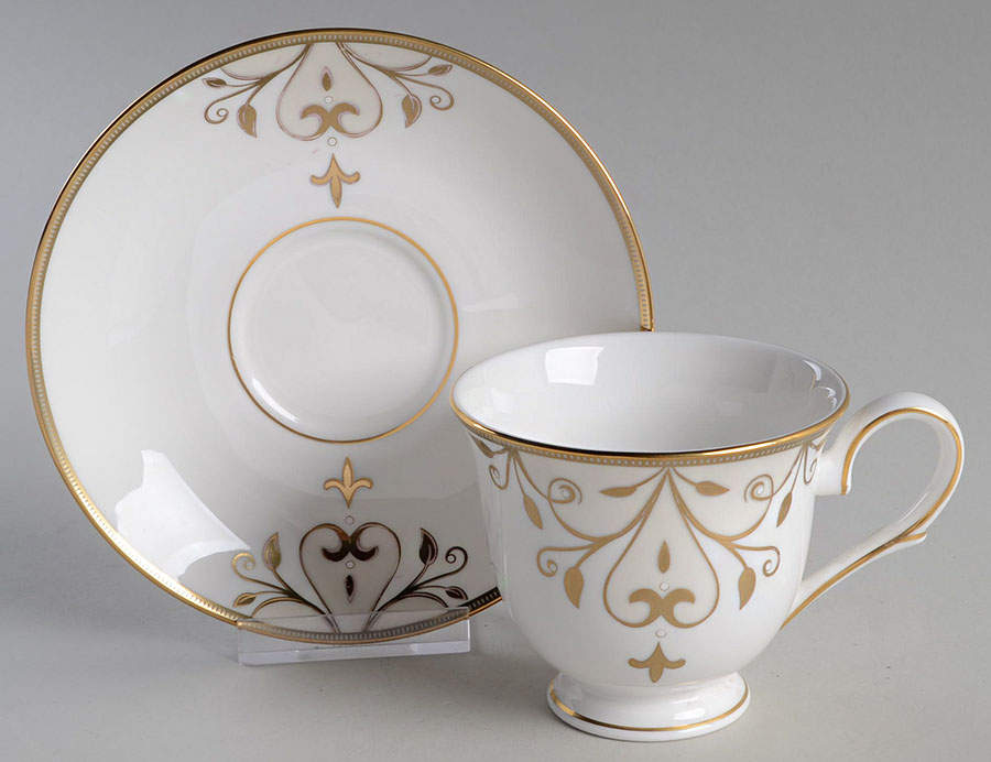Opal Innocence Scroll Gold Footed Cup & Saucer Set by Lenox-1