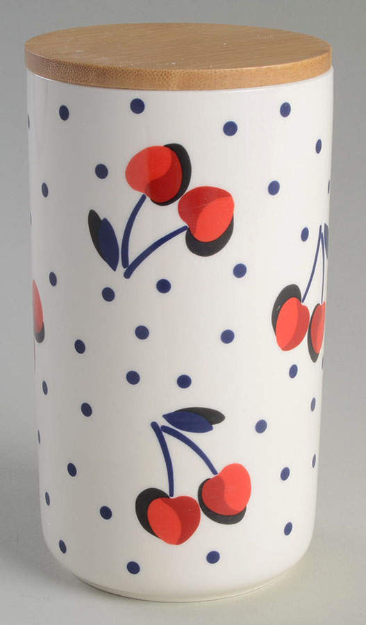 Vintage Cherry Dot Large Canister & Lid by Lenox-1