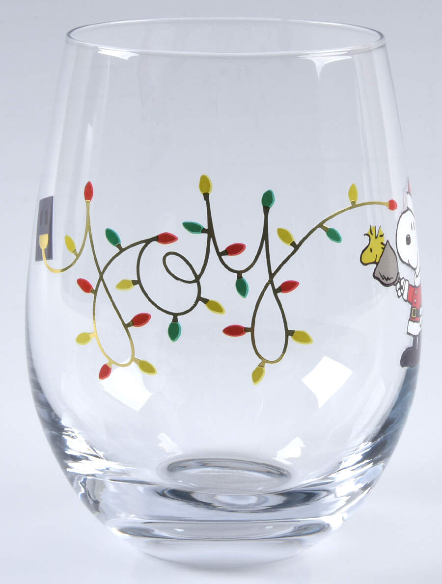 Snoopy Christmas Glassware Stemless Wine by Lenox-1