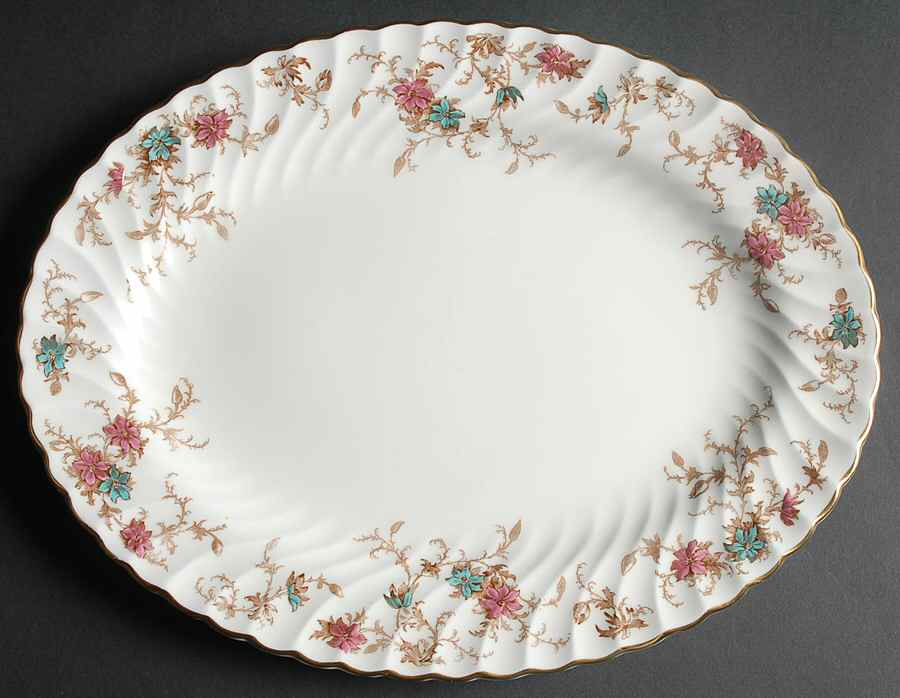 Ancestral (GLOBE BACKSTAMP) 12" Oval Serving Platter by Minton-1