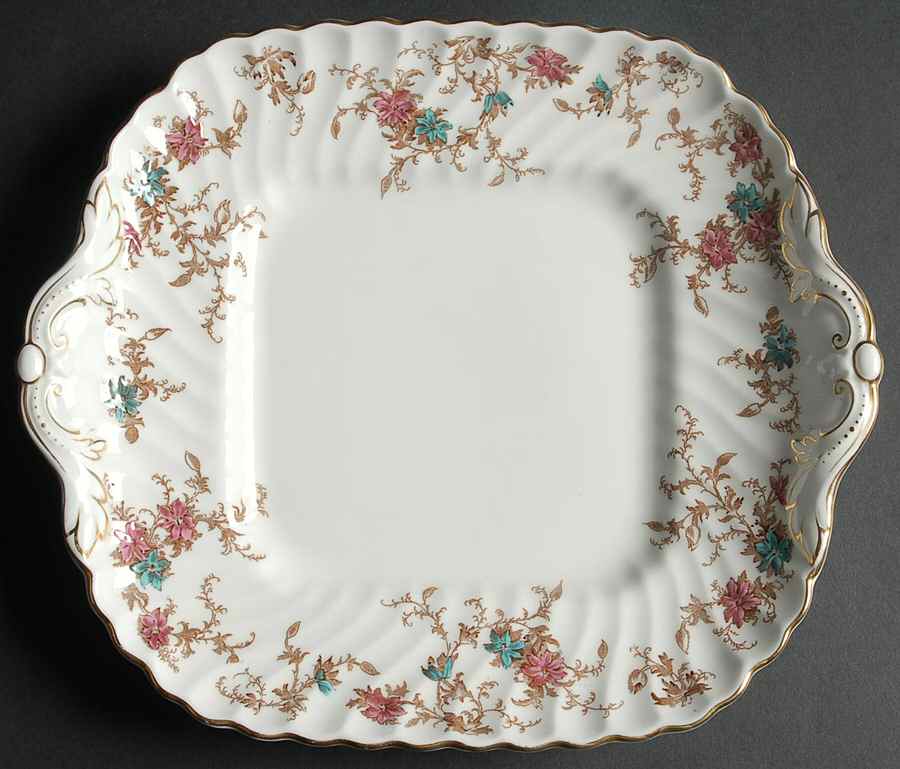 Ancestral (GLOBE BACKSTAMP) Square Handled Cake Plate by Minton-1