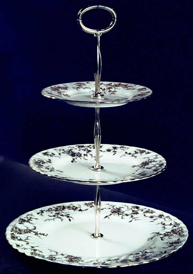 Ancestral Gold 13 7/8"-14 1/4" 3-Tiered Serving Tray(DP,SP,BB) HC by Minton-1
