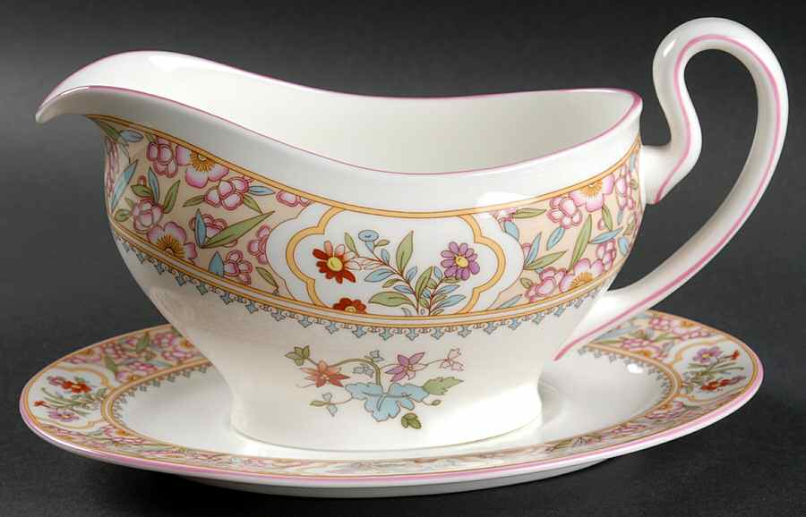 Asian Flowers Gravy Boat & Underplate by Minton-1