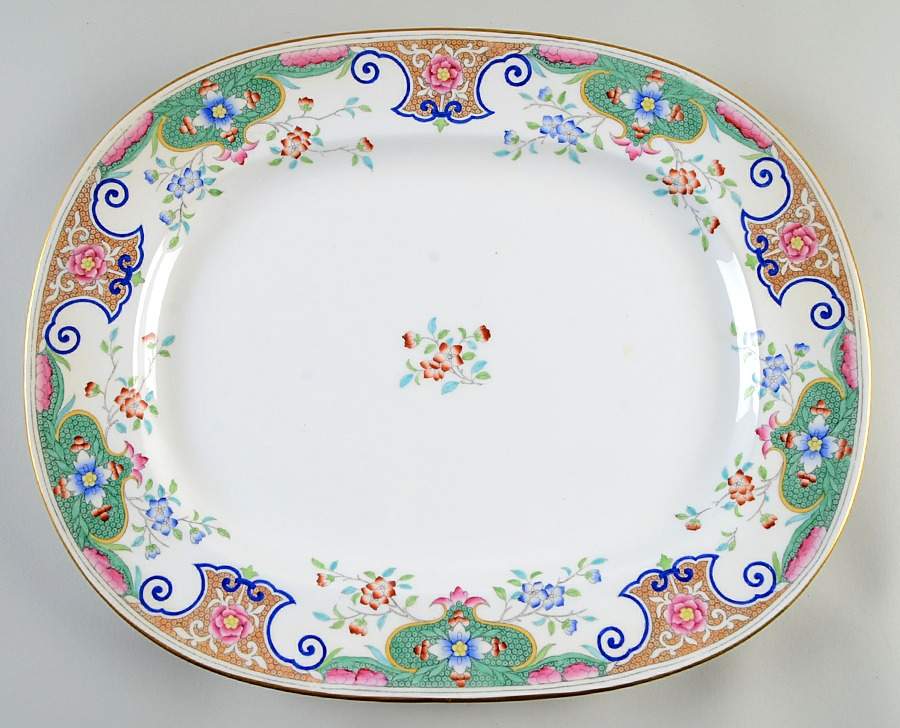 B157 (Gold Trim) 16" Oval Serving Platter by Minton-1
