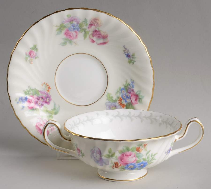 Bala Footed Cream Soup Bowl & Saucer Set by Minton-1