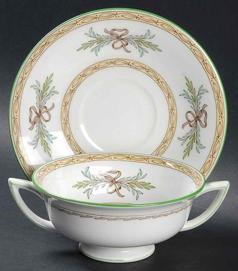 Beverley Footed Cream Soup Bowl & Saucer Set by Minton-1