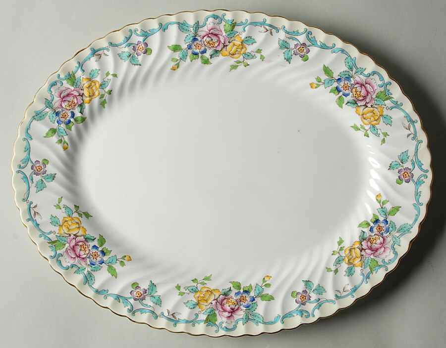 Branksome Turquoise 15" Oval Serving Platter by Minton-1