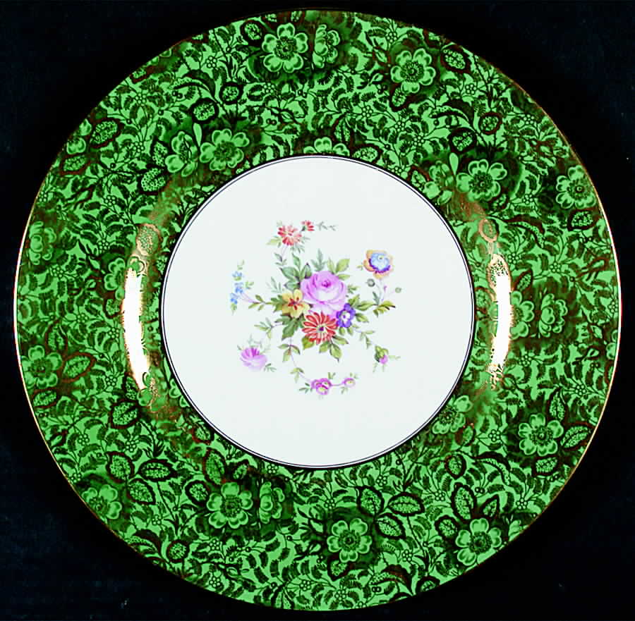 Brocade Green Dinner Plate by Minton-1
