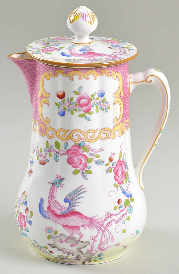 Cockatrice Pink (Smooth, Wreath Backstamp) Hot Water Jug & Lid by Minton-1