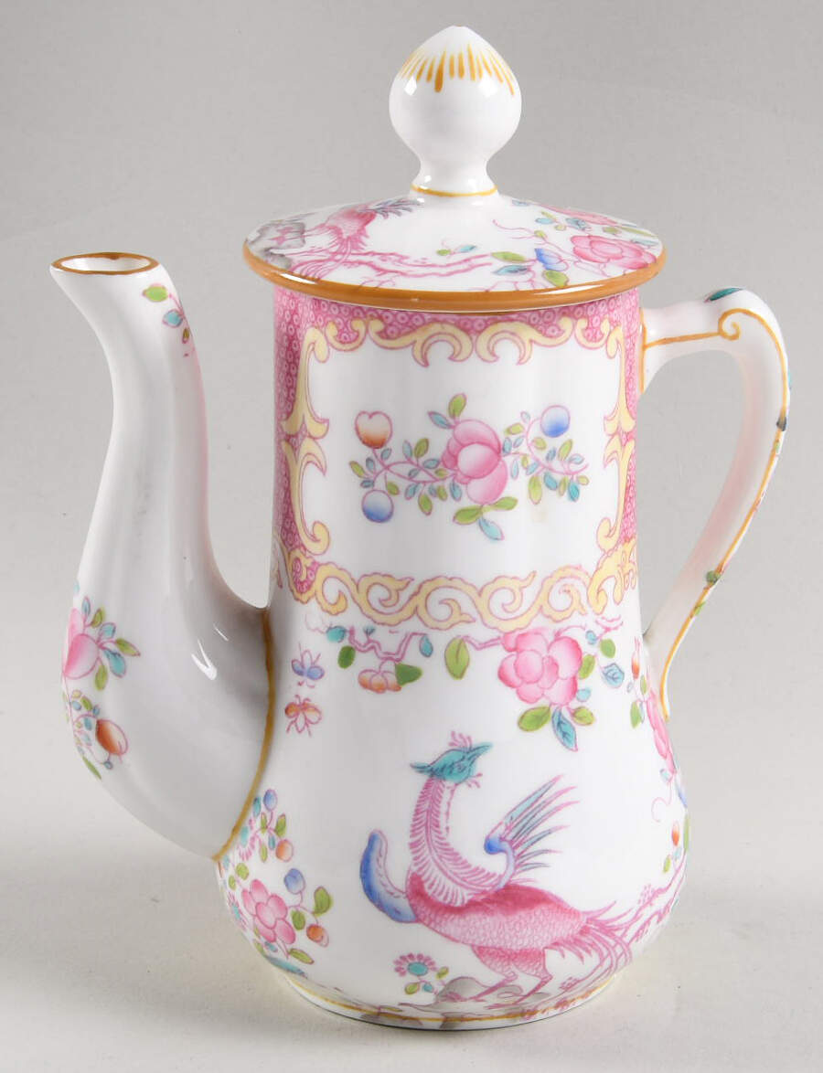 Cockatrice Pink (Smooth, Wreath Backstamp) Individual Coffee Pot & Lid by Minton-1