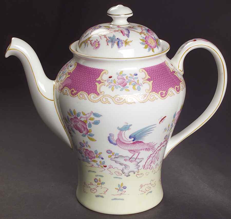 Cockatrice Pink (Smooth, Wreath Backstamp) Coffee Pot & Lid by Minton-1