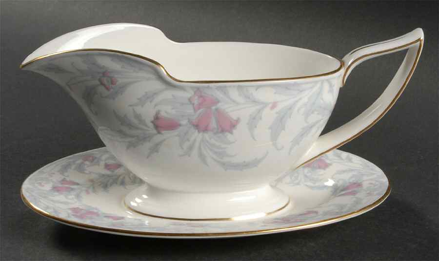 Debutante Gray Gravy Boat with Attached Underplate by Minton-1